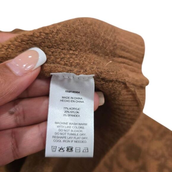 Grey Collective Fringe Sweater Women's Large Brown Long Sleeve Pullover Stretch - Picture 6 of 7